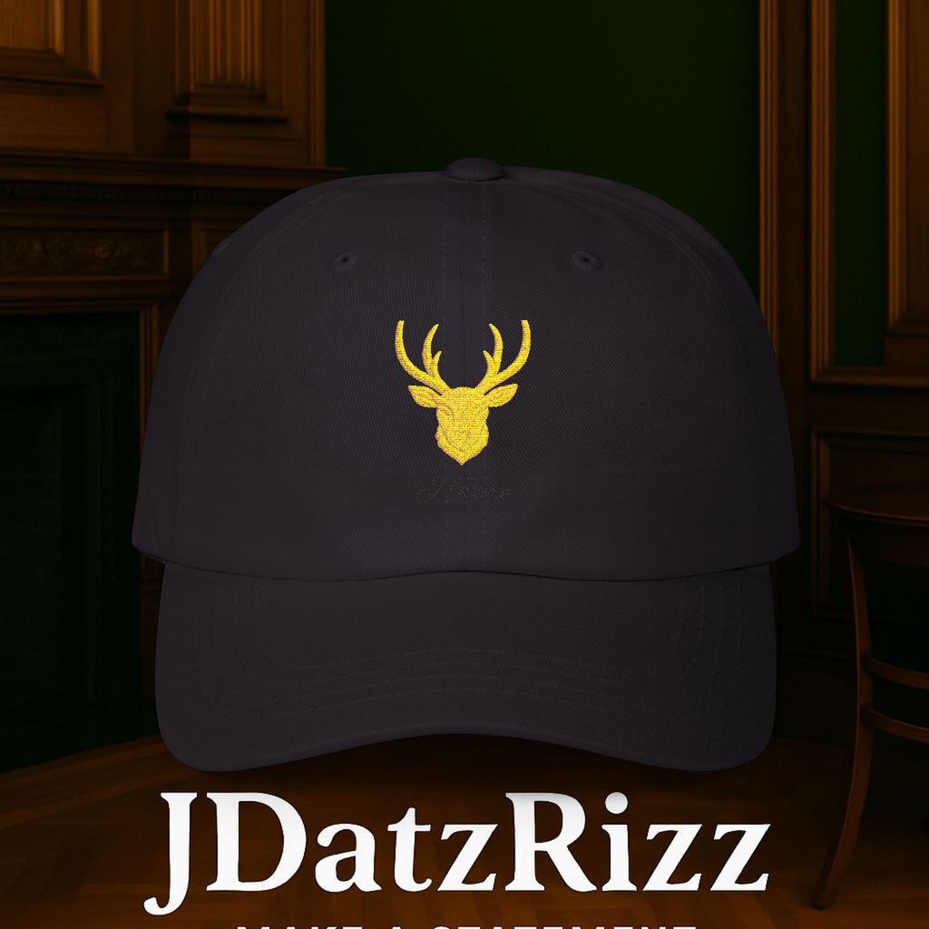 Stylish Dad Cap with Gold Antler Design, Trendy Adjustable Hat for Men, Outdoor Cap, Gift for Dads, Fashionable Dad Accessory
