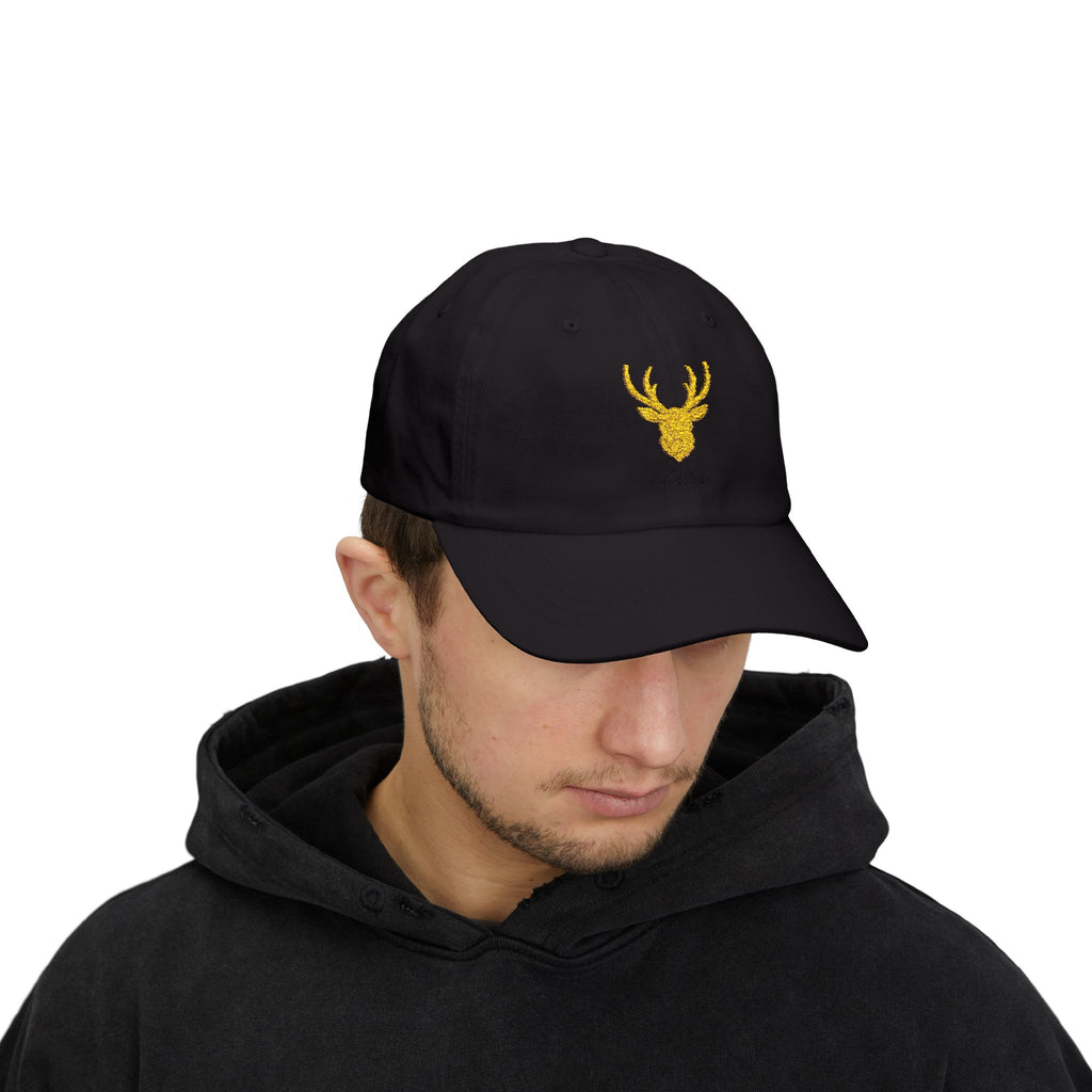 Stylish Dad Cap with Gold Antler Design, Trendy Adjustable Hat for Men, Outdoor Cap, Gift for Dads, Fashionable Dad Accessory