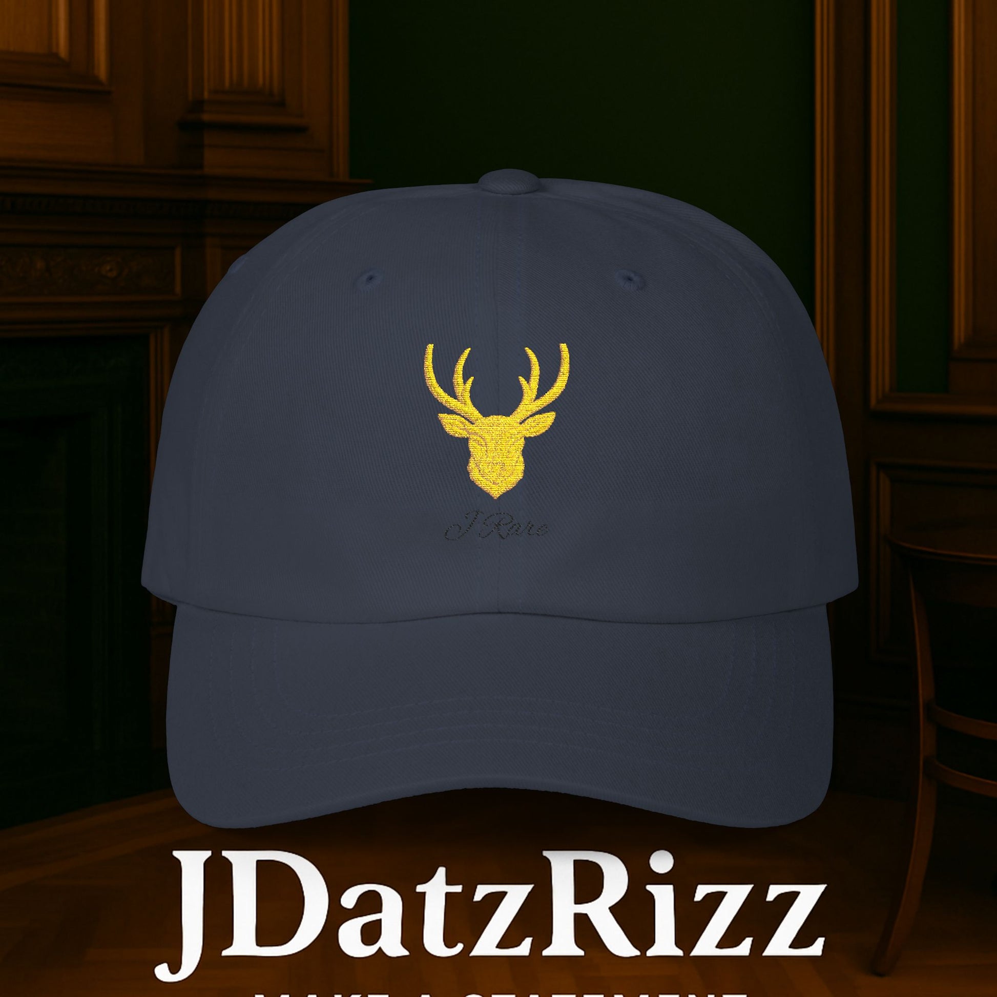 Stylish Dad Cap with Gold Antler Design, Trendy Adjustable Hat for Men, Outdoor Cap, Gift for Dads, Fashionable Dad Accessory
