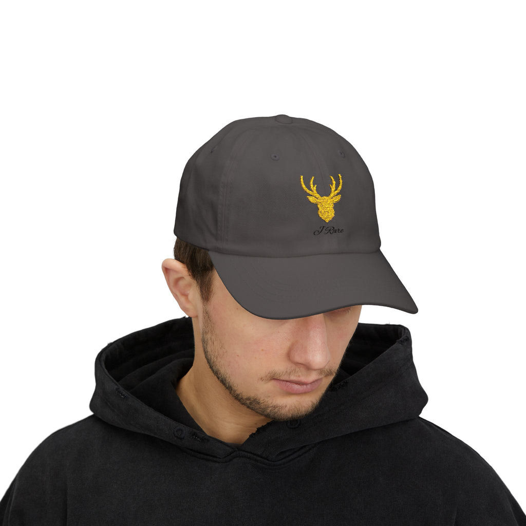 Stylish Dad Cap with Gold Antler Design, Trendy Adjustable Hat for Men, Outdoor Cap, Gift for Dads, Fashionable Dad Accessory