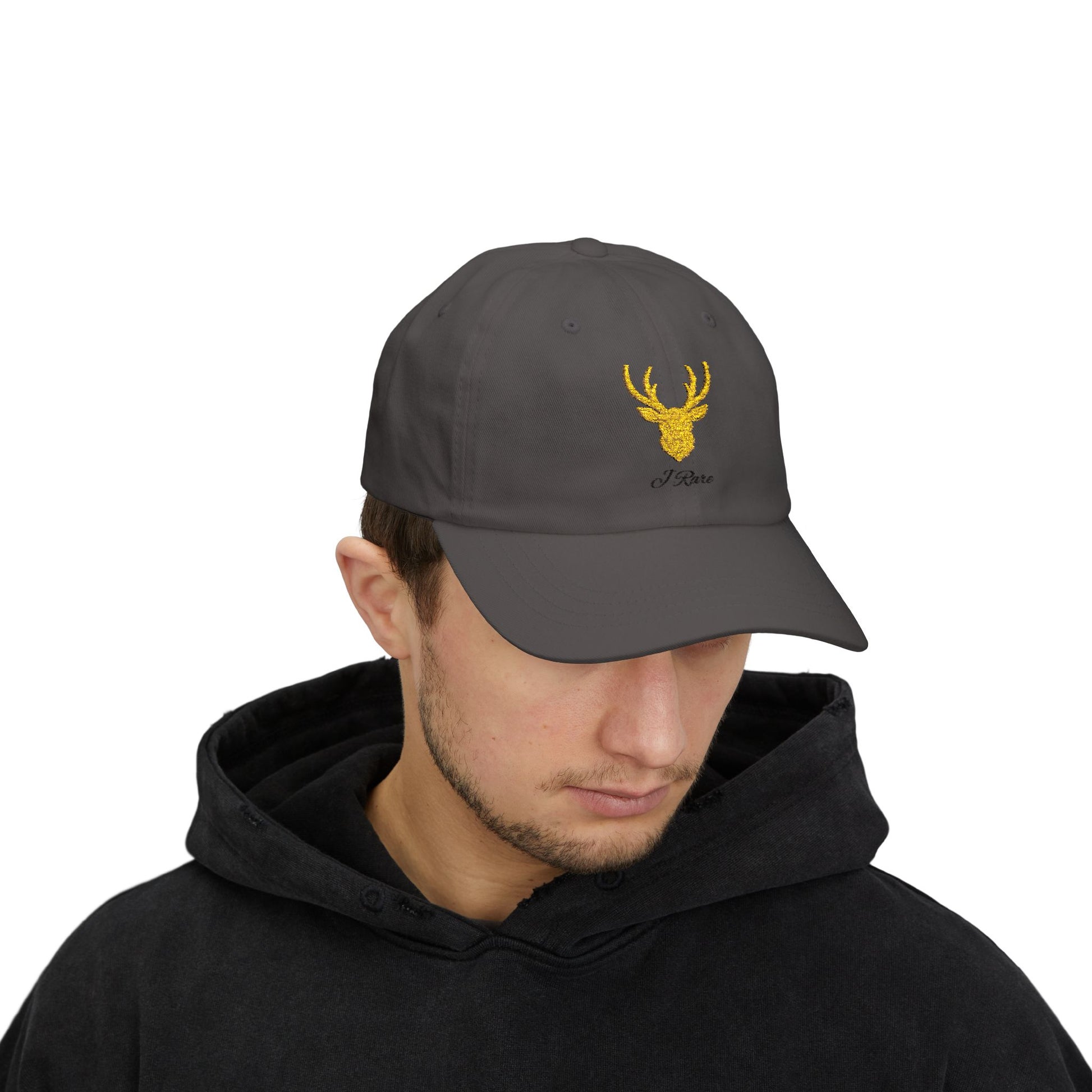 Stylish Dad Cap with Gold Antler Design, Trendy Adjustable Hat for Men, Outdoor Cap, Gift for Dads, Fashionable Dad Accessory