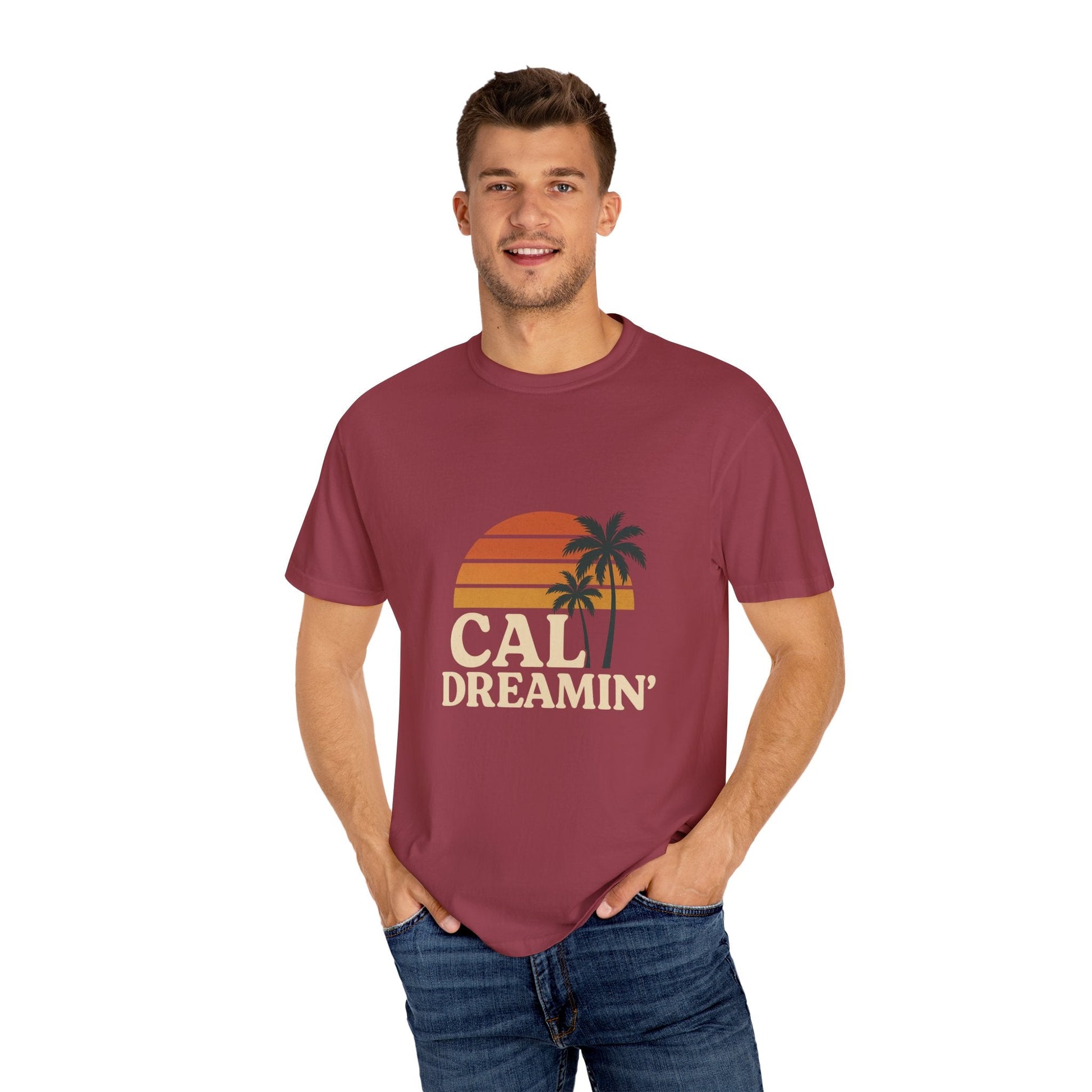 Cali Dreamin' Unisex Garment - Dyed T-Shirt, Summer Vibes Tee, Beachwear, Vacation Shirt, Casual Outfit, Gift for Beach Lovers - JDatzRITTZ